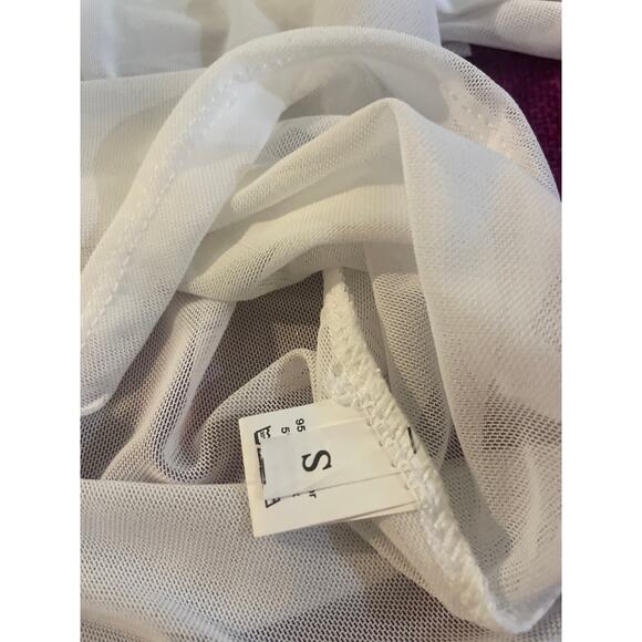 SEXY Mesh Crop Top T-Shirt Sheer Short Sleeve Size Small S NIP NEW y2K Baby Tee - Picture 2 of 4